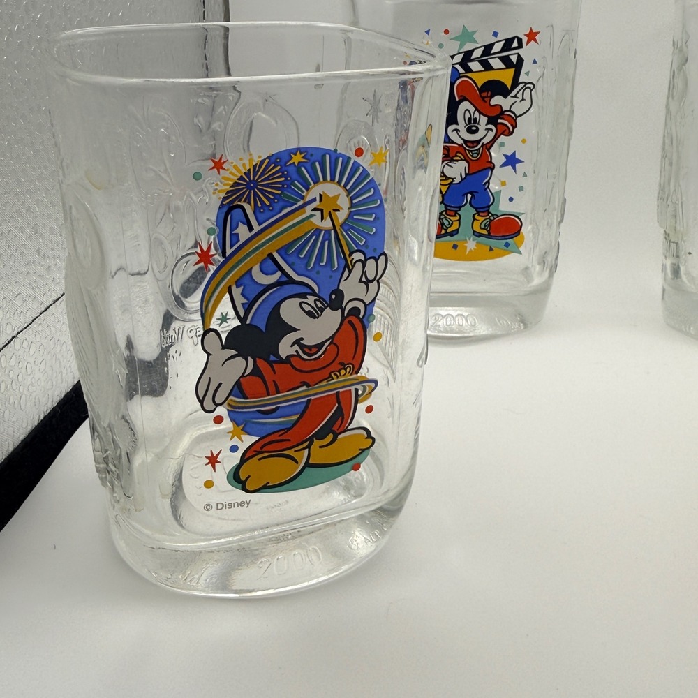Vintage 2000 Disney World McDonald's Millennium Celebration Glasses Set of 4